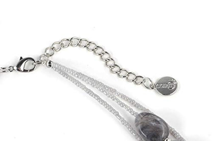 Coiris 3 Multi Layer Shell Glass Beaded Fashion Necklace for Women 21" - color: N0001-Grey