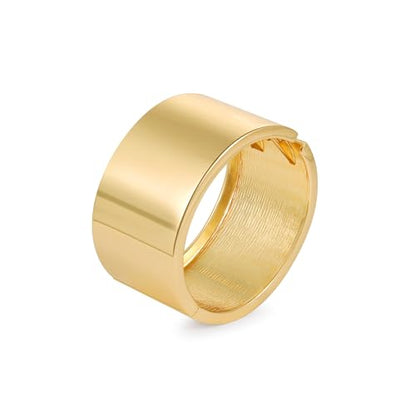 Bangle Bracelets for Women | 14K Gold Plated Trendy Wide Bracelets | Hinged Arm Cuff Bangles Chunky Bracelet for Women - color: Style I-Gold Plated Bangles