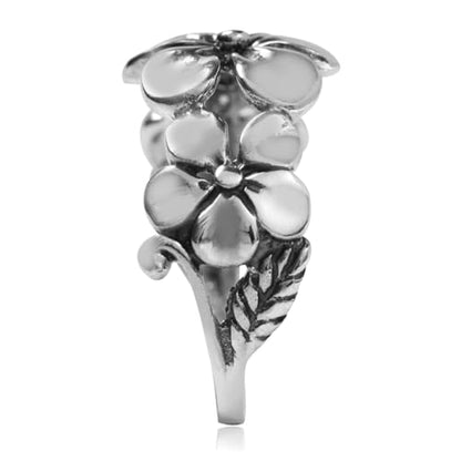 Silvershake 11MM Antique Finishing or Yellow Gold Plated 925 Sterling Silver 3 Plumeria Flowers Casual Ring Jewelry for Women