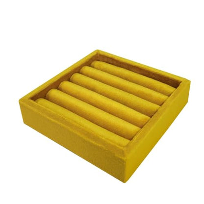 SCIKHETF Velvet Ring Earrings Studs organizer Tray Small Ring Insert Display Tray 5 Slots Stackable (Yellow) - color: Yellow
