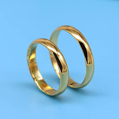 Dankadi Simple Fashion S925 Sterling Silver Ring Smooth Plain Dome Comfort Solid Silver Wedding Ring For Men & Women 3.5 mm 3-13# 24k Real Gold Plated Jewelry - color: Simple style gold