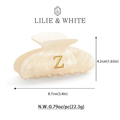 LILIE&WHITE Acrylic Letter Hair Clips For Women Stylish Z Initial Hair Claw | Alphabet Hair Clip Fashion Glitter Monogram Claw Clip Elegant And Durable Hair Accessory Large Hair Clips Z - color: HC22539Z