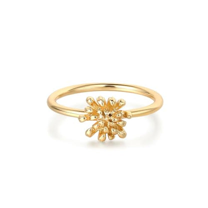 Birth Flower Stacking Ring for Women | 14K Gold Plated Brass, 12 Engraved Floral Motifs, Slim Stack-Ready Band, Available in US Sizes 5-9 - style: Nov.-Chrysanthemum