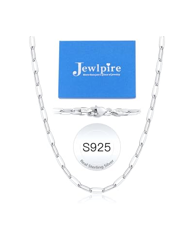 Jewlpire 14K Gold Plated 925 Sterling Silver Paperclip Chain Necklace for Women, 4mm 5mm Shiny & Sturdy Women's Chain Necklaces 16 18 20 22 24 26 Inch - color: 4mm 925 Sterling Silver, size: 20 Inch