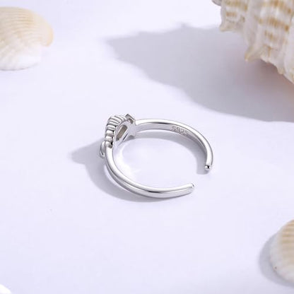 Sariel 925 Sterling Silver Toe Rings for Women Boho Adjustable Mid Finger Rings Summer Vacation Ocean Beach - color: Shell