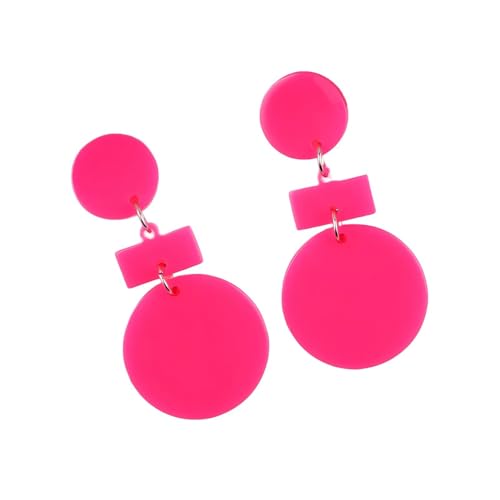 80s 90s Neon Earrings for Women Colorful Round Disc Acrylic Drop Earrings Retro Resin Geometric Rectangle Dangle Earrings for 70's 80's Outfit Glow Party Accessories - style: Style 1