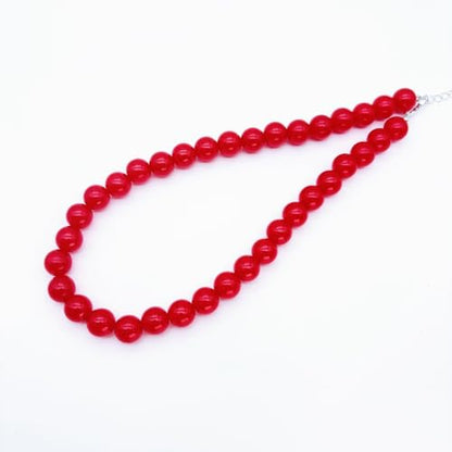 Red Beaded Necklace for Women Chunky Beaded Necklace Adjustable Acrylic Bead Choker Necklaces Big Statement Necklaces Jewelry Accessories - color: 12MM Chunky Red Necklace
