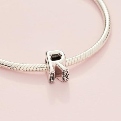 Pandora Alphabet Charm - Compatible Moments - Gift for Her - Made with Sterling Silver - with Gift Box - style: Letter R