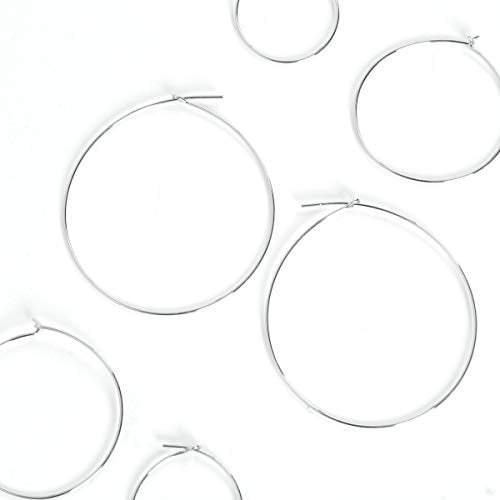 Thin Hoop Earrings for Women - Lightweight Wire Threader Loop Drop Dangles | Plated in 18K Gold or 925 Sterling Silver, Hypoallergenic and Safe for Sensitive Ears - color: 925 Silver Plated - 2" inch