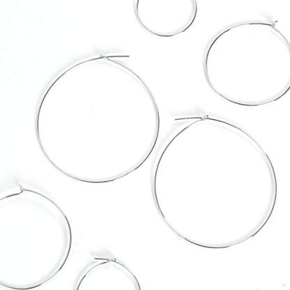 Thin Hoop Earrings for Women - Lightweight Wire Threader Loop Drop Dangles | Plated in 18K Gold or 925 Sterling Silver, Hypoallergenic and Safe for Sensitive Ears - color: 925 Silver Plated - 2" inch