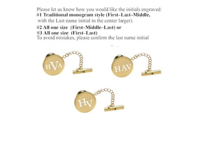 Personalized Gold Circle Tie Pin Engraved Free - Custom Men's Accessory - Gift For Him - Tie Tack Monogram, Free Engraving - Ships from USA