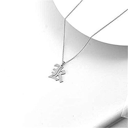 Old English Initial Alphabet Letter Necklace - style: K-Silver