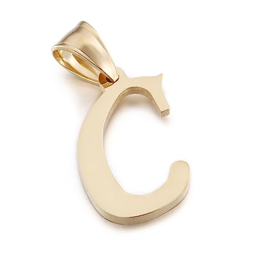 Initial Charms Gold Initial Pendant 14k Gold Letter Charm Name Pendant for Women and Men - style: C