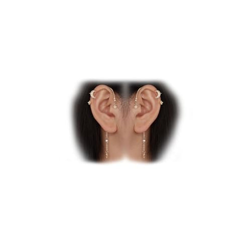 Crystal Ear Cuffs Non Pierced Ear Wrap Earrings Rhinestone Zircon Star Moon Earrings Bridal Wedding Jewelry for Women
