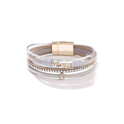 Heart Leather Bracelets for Women Chunky Warp Bracelet Western Boho Vintage Jewelry Country Concert Outfits - color: D2：white leather warp bracelet