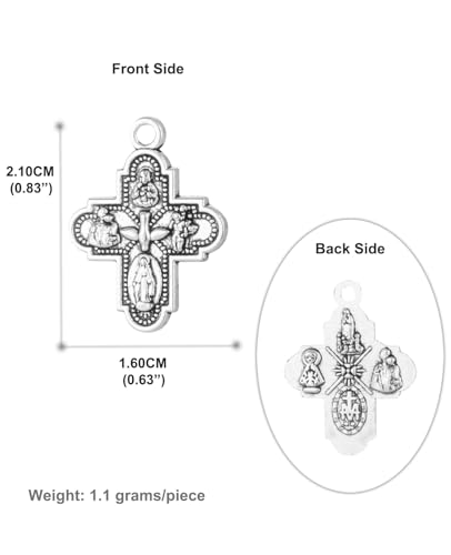 Saint Therese of Lisieux/Saint Mother Teresa of Calcutta/Divine Mercy Jesus/Mater Dolorosa Patron Saint Medal Charm Pendant for DIY Rosary Necklace Bracelet Jewelry Making Part - color: 30pcs-Four Way Cross medal