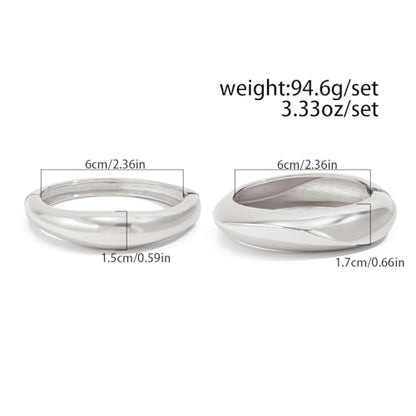 Chunky Gold Bangles for Women Gold Plated Stackable Bracelets Set Trendy Cuff Bracelets Stack Wrist Open Bangle Jewelry Gift Accessories - style: Silver