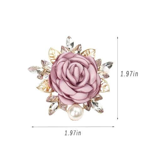 Rose Flower Brooch for Women Large Flower Brooch Elegant Pearl Brooches Handmade Crystal Pearl Pins Fabric Floral Lapel Pin Christmas Valentine's Day Dress Suit Accessories - color: otherC