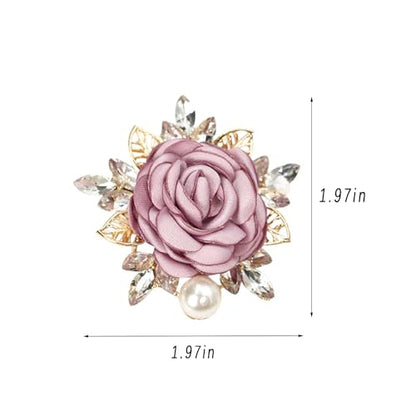 Rose Flower Brooch for Women Large Flower Brooch Elegant Pearl Brooches Handmade Crystal Pearl Pins Fabric Floral Lapel Pin Christmas Valentine's Day Dress Suit Accessories - color: otherC