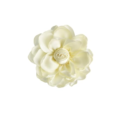 Elegant Large Cloth Flower Brooches Big Camellia Flower Pin for Women Dainty Cloth Fabric Rose Brooches Dress Skirt Scarf Hat Pins Clothing Decoration Accessories - color: Beige A