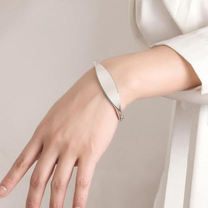Dankadi Unisex 925 Sterling Silver Bangle Bracelet -Simple Women Men Torque Bracelet Solid Smooth Plain Polished On Cuff Fashion Fine Jewelry Gifts - color: Silver