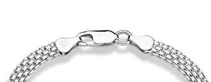 Miabella 925 Sterling Silver Italian 6mm Solid Bismark Mesh Link Chain Bracelet for Women, Made in Italy - style: Length 7 Inches (women's average length)