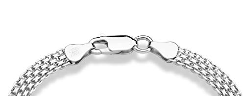 Miabella 925 Sterling Silver Italian 6mm Solid Bismark Mesh Link Chain Bracelet for Women, Made in Italy - style: Length 8 Inches