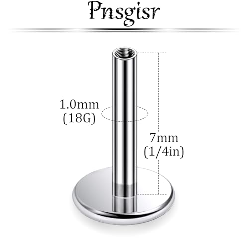 F136 Titanium 20/18/16G Threaded/Threadless Flat Earring Back Converter Kit Nose Lip Rings Medusa Labret Flatback Posts Cartilage Helix Conch Tragus Stud Piercing Jewelry Bar for Women Men - color: Internally Threaded, size: 18g, 7mm