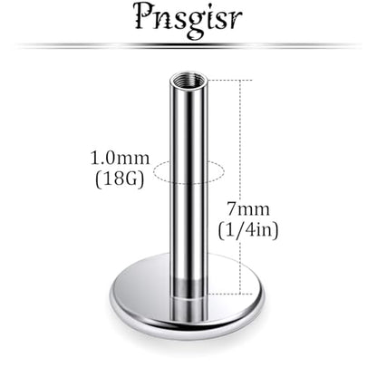 F136 Titanium 20/18/16G Threaded/Threadless Flat Earring Back Converter Kit Nose Lip Rings Medusa Labret Flatback Posts Cartilage Helix Conch Tragus Stud Piercing Jewelry Bar for Women Men - color: Internally Threaded, size: 18g, 7mm