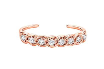 1.00 Carat Round Simulated Diamond Adjustable Daily Wear Women’s Toe Ring in 14K White Gold, Yellow Gold & Rose Gold Plated 925 Sterling Silver - color: 14K Rose Plated