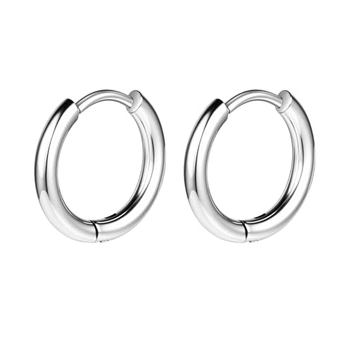 AOEDEJ G23 Titanium Black/Steel Gray/Gold Hoop Earrings 18G Small Huggie Hoop Earrings 8mm/10mm/12mm Cartilage for Sensitive Ears for Multiple Piercing Cartilage Hoop Earring Stack Jewelry - style: Circle-8mm