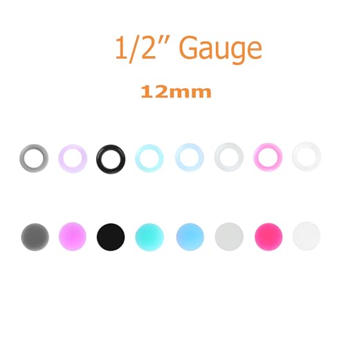 Juway Oveta Ear Gauges for Ear Silicone Ear Plugs Soft Flexible Silicone Gauge Saddle Silicone Ear Plugs and Tunnels 6mm-20mm(16 Pairs) - color: 32PCS 12mm(1/2")
