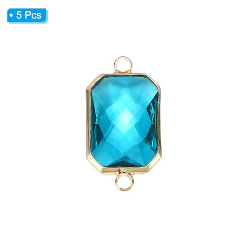 PATIKIL Birthstone Connector Link, Diamond Clear Charm Links, Glass Jewelry Findings Crystal Bead Link for Drop Dangle Pendants Necklace Bracelet Earring - color: Light Blue