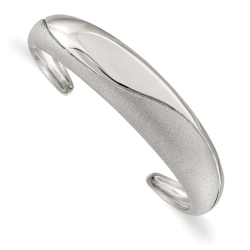 Chisel Laser-Cut Domed Cuff Bangle in Stainless Steel, 15mm