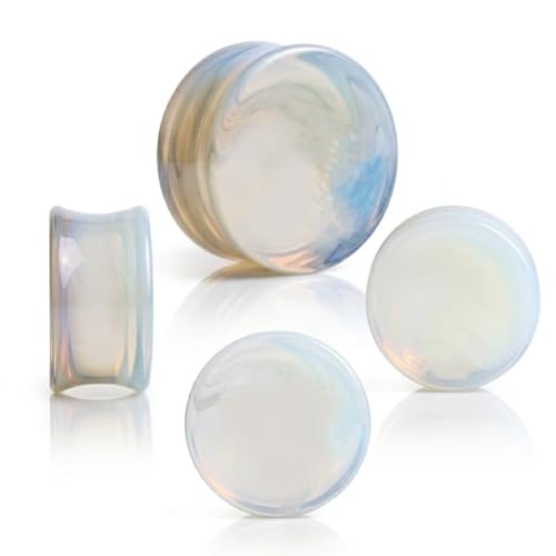 Opalite Organic Stone Ear Plugs Gauges Sold in Pairs - style: 19mm-3/4 Inch