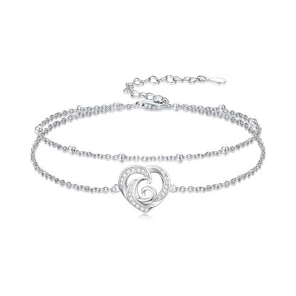 Dorunmo Initial Anklet 925 Sterling Silver Letter A-Z Layered Heart Anklet Beach Jewelry Birthday Gifts for Women - color: G