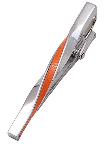 [TAVARAT] Tie Clip Tie Clips for Men Genuine Leather Silver Tie Bar Tie Pin Tps-078 - style: orange