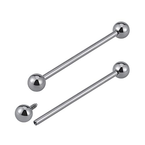 14G ASTM F136 Titanium Straight Barbell Rings for Nipple/Tongue/Dimply/Industrial - Internally Threaded Hypoallergenic Body Piercing Jewelry Gift for Women & Men, Nickel Free, Lead-Free - color: 14G(1.6mm), 1&1/4"(32mm), 5mm top
