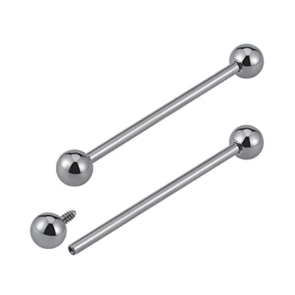 14G ASTM F136 Titanium Straight Barbell Rings for Nipple/Tongue/Dimply/Industrial - Internally Threaded Hypoallergenic Body Piercing Jewelry Gift for Women & Men, Nickel Free, Lead-Free - color: 14G(1.6mm), 1&1/4"(32mm), 5mm top