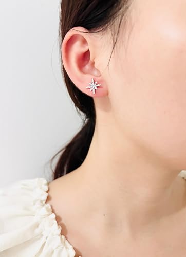 Pearl and Rhinestone Stud Earrings for Women Retro Statement Earrings Wedding Party Prom Jewelry - color: North Star Pearl-Silver