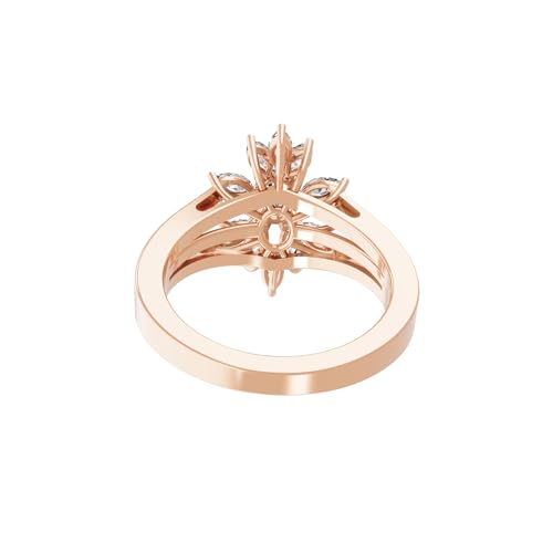 Fabulous Marquise Oval Lab Grown Diamond 14K Gold Band Ring (HRN-000217)