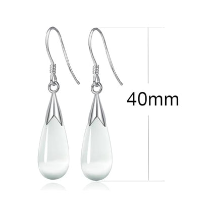 925 Sterling Silver Dangle Earrings with Charms Heart, Water drop, Moon, Star Long Drop Earring for Women Jewelry Gifts Hypoallergenic - color: stone waterdrop-white