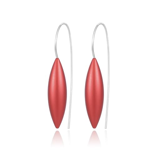 Oval Drop Earrings for Women, Long Thread Dangle Earrings, Colorful lightweight aluminum alloy, Suitable for Jewelry Gifts and Valentine's Day - color: Red