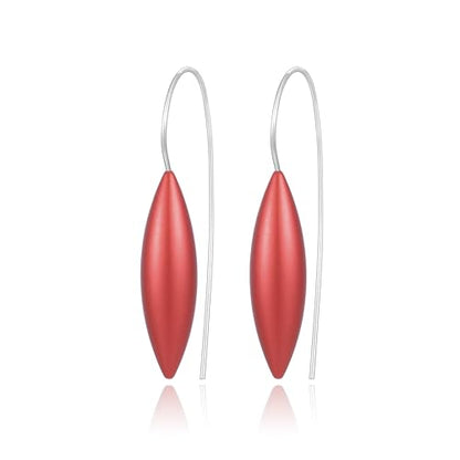 Oval Drop Earrings for Women, Long Thread Dangle Earrings, Colorful lightweight aluminum alloy, Suitable for Jewelry Gifts and Valentine's Day - color: Red