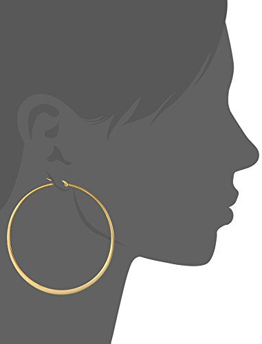 Amazon Essentials Gold Plated or Stainless Steel Flattened Hoop Earrings - color: Yellow Gold, size: 70 mm