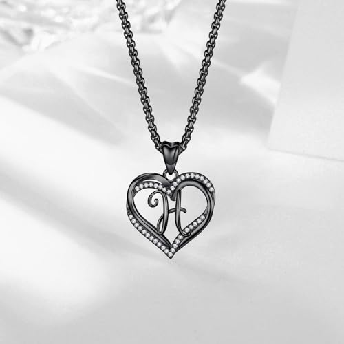 INFUSEU Unique Initial Necklaces for Women Girls Small Heart Letter Jewelry, Meaningful Personalized Gifts - style: H