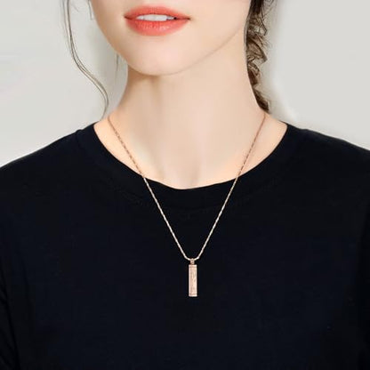 Imrsanl Tree of Life Urn Necklace for Men Women Bar Cremation Jewelry for Ashes Keepsake Ashes Necklace Pendent - color: Rose Gold