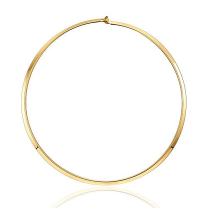 Women's Statement Choker Necklace Exquisite Round Collar Necklace Jewelry In High Polished Round Thin Choker Necklace Jewelry - color: Gold Clip Clasp