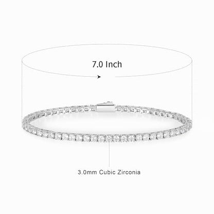 3/4/5mm Tennis Bracelet, 18k White Gold Plated 3MM/4MM/5MM Iced Out Round Cubic Zirconia Tennis Bracelet for Women Men 6.5/7/7.5 Inches - color: 3MM White Gold, size: 6.5 inch