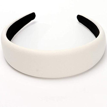 LONEEDY 1.7 Inch Leather Hard Headband Wide Padded Headband Hairband for Women (White) - color: White